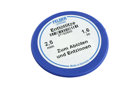 Entlötlitze FELDER, 2,50mm, mit halogenfreiem Flussmittel getränkte Kupferlitze, 1,60m Spule 