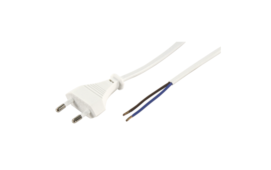 Euro-Netzkabel McPower mit blanken Enden Länge 1,5m, 2x0,75 mm², weiß 