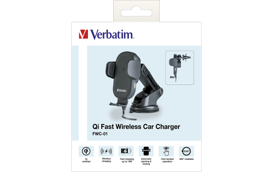 Fast Wireless Charger Verbatim, KFZ, Qi, 9V/12V, FWC-01 