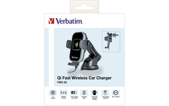Fast Wireless Charger Verbatim, KFZ, Qi, 9V/12V, FWC-02 