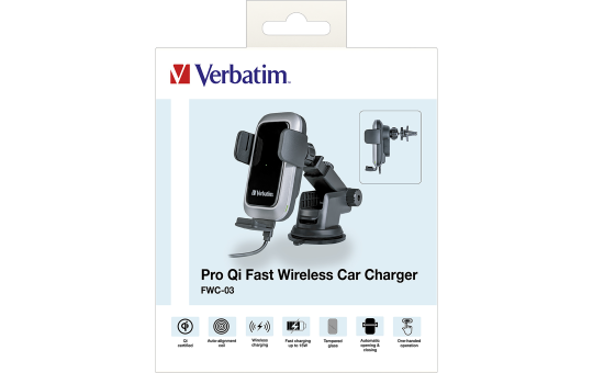 Fast Wireless Charger Verbatim, KFZ, Qi, 9V/12V, FWC-03 