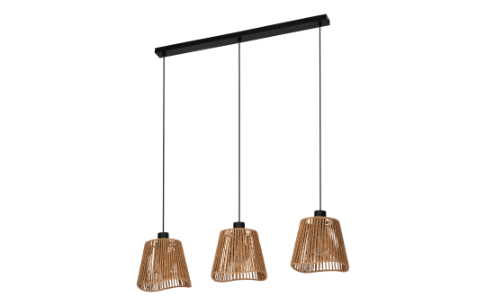 Hängeleuchte EGLO "Lavister", 3-flammig, E27, Stahl, Papier/natur 