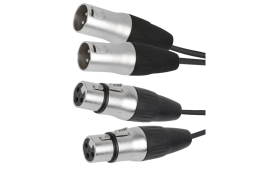 Hochwertiges Verbindungskabel BST "XLRM-XLRF-1.5X2" 1m, 2x XLR Stecker u. Buchse 