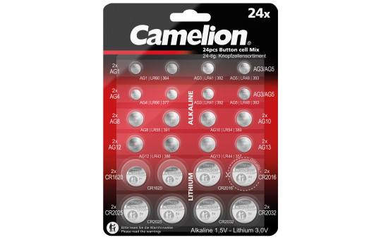 Knopfzellen-Sortiment Camelion, Zink-Mangan-Dioxid + Lithium-Mangan, 1,5V/3V 