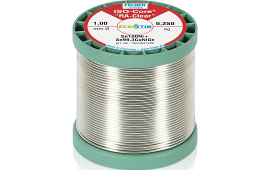 Lötdraht FELDER ISO-CORE "RA-Clear", Sn100Ni+, 1,0mm, 250g, bleifrei 