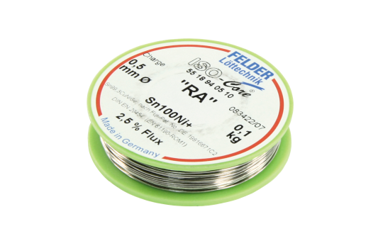 Lötzinn auf Rolle FELDER ISO-Core "RA", 0,5mm, 100g, bleifrei(Sn100%Ni+) 