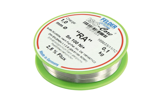 Lötzinn auf Rolle FELDER ISO-Core "RA", 1,0mm, 100g, bleifrei (Sn100%Ni+) 