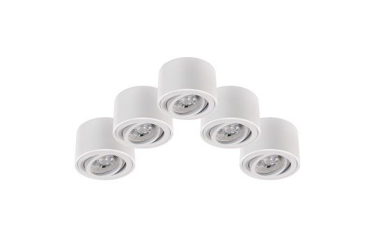 LED-Aufbauleuchte McShine, 5W, 400Lumen, 3000K, ØxH 80x50mm, 5er-Pack 
