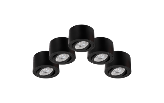 LED-Aufbauleuchte McShine, 5W, 400Lumen, 3000K, ØxH 80x50mm, schwarz, 5er-Pack 
