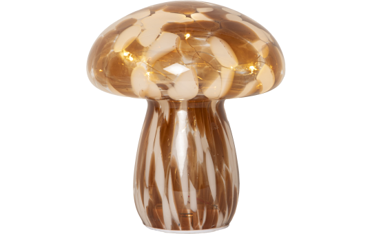 LED-Dekoration "Funghi", Glas, braun/weiß, 15x17cm, IP20 