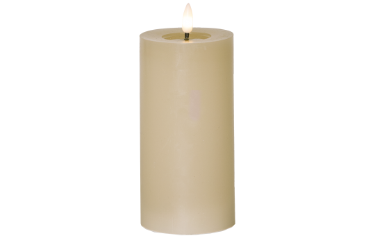 LED-Echtwachs-Kerze "Flamme Flow Pillar" , beige, 17.5x7.5cm, Timer 