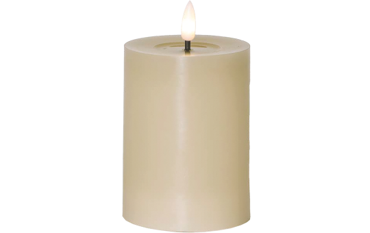 LED-Echtwachs-Kerze "Flamme Flow" , beige, 12,5x7,5cm, Timer 