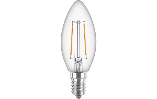LED Filament-Kerzenlampe Philips "CorePro", E14, 2W, 2700K, 250lm, 230V, klar 