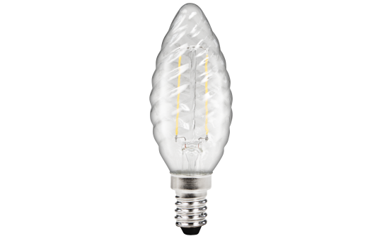 LED Filament Kerzenlampe gedreht McShine "Filed", E14, 2W, 260 lm, warmweiß, klar 