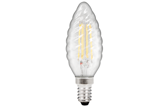 LED Filament Kerzenlampe gedreht McShine "Filed", E14, 4W, 490 lm, warmweiß, klar 