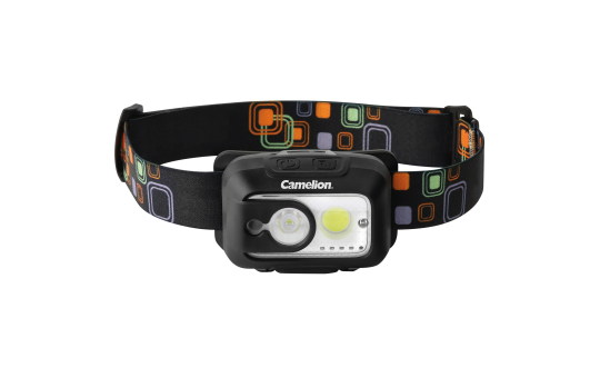 LED-Kopflampe Camelion, wiederaufladbar, 9W, mit Sensor 