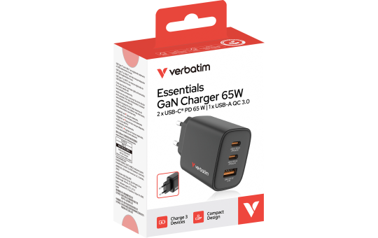 Ladeadapter Essentials Verbatim, 65W, schwarz 