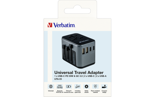 Ladeadapter Verbatim, Universal Travel, UTA-03, 30W 