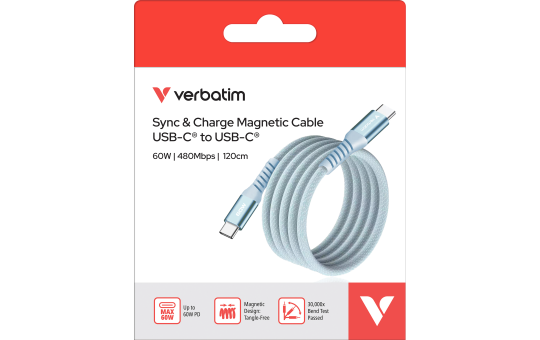 Ladekabel Verbatim, USB-C/USB-C, 1.2m, blau 