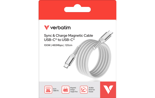 Ladekabel Verbatim, USB-C/USB-C, 1.2m, grau 