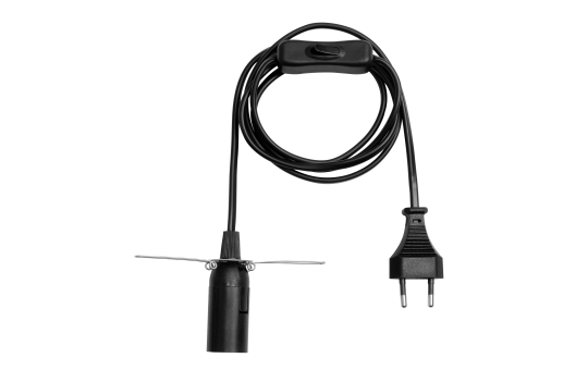 Lampenfassung McShine E14 mit 1,5m Kabel, Schalter und Eurostecker, schwarz 