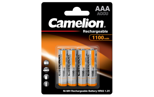 Micro-Akku CAMELION 1,2 V, 1.100 mAh, Typ AAA, NiMH, 4er-Blister 