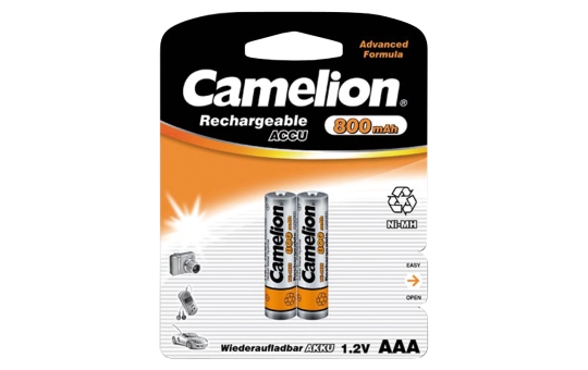 Micro-Akku CAMELION 1,2V, 800 mAh, Typ AAA, NiMH, 2er-Blister 