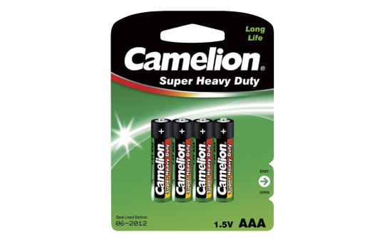 Micro-Batterie CAMELION Super Heavy Duty 1,5 V, Typ AAA, 4er-Blister 