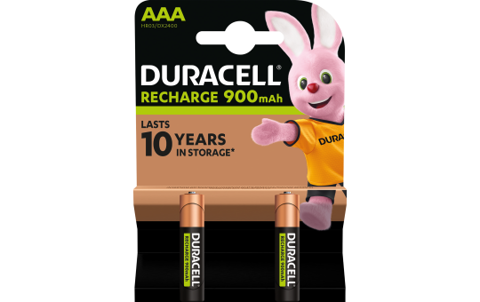 Micro-Batterie NiMH, DURACELL, AAA, HR03, 1.2V/900mAh, 2er-Pack 