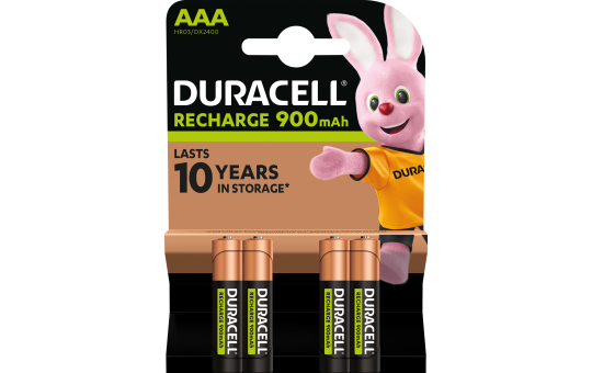 Micro-Batterie NiMH, DURACELL, AAA, HR03, 1.2V/900mAh, 4er-Pack 