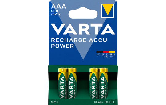Micro-Batterie NiMH, VARTA, AAA, HR03, 1.2V/550mAh, 4er-Pack 
