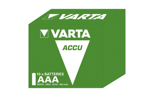 Micro-Batterie NiMH, VARTA, AAA, HR03, 1.2V/800mAh, 10er-Pack 