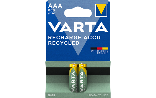 Micro-Batterie NiMH, VARTA, AAA, HR03, 1.2V/800mAh, 2er-Pack 