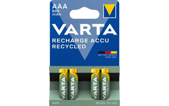 Micro-Batterie NiMH, VARTA, AAA, HR03, 1.2V/800mAh, 4er-Pack 