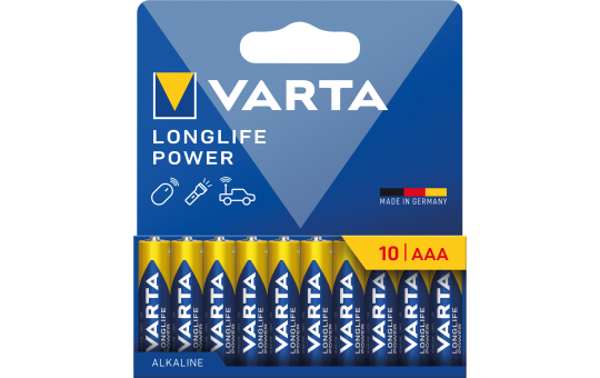 Micro-Batterie VARTA "Longlife Power", Alkaline, 1,5V, Typ AAA/LR03,10er-Blister 