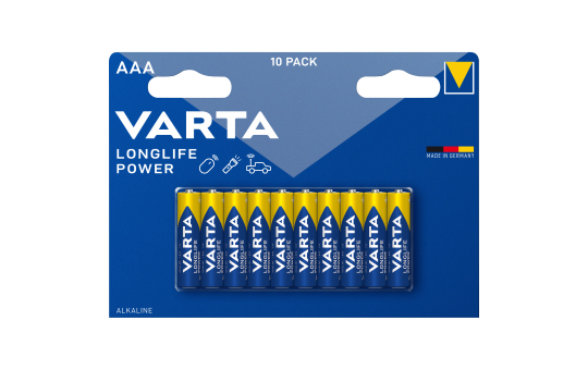 Micro-Batterie VARTA "Longlife Power", Alkalinen 1,5V, Typ AAA, LR03, 10er-Blister 