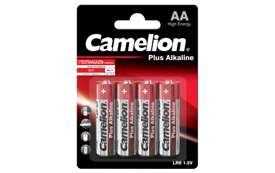 Mignon-Batterie CAMELION Plus Alkaline 1,5 V, Typ AA/LR6, 4er-Blister 