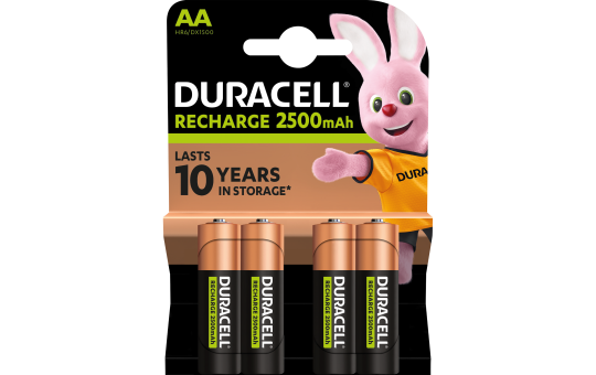 Mignon-Batterie NiMH, DURACELL, AA, HR06, 1.2V/2500mAh, 4er-Pack 