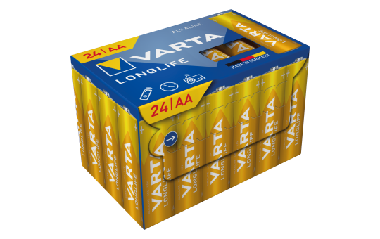 Mignon-Batterie VARTA "Longlife", Alkaline, TypAA/LR6, 1,5V, 24er-Pack 