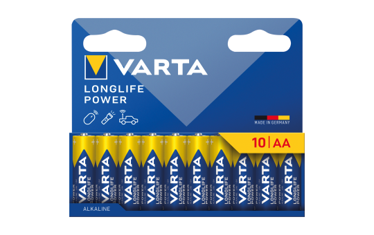Mignon-Batterie VARTA "Longlife Power", Alkaline, 1,5V, TypAA/LR6, 10er-Blister 