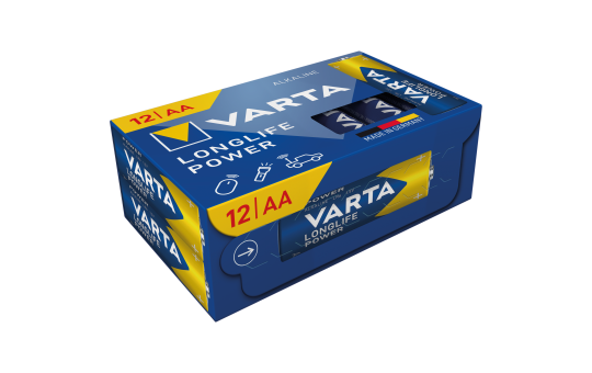 Mignon-Batterie VARTA "Longlife Power", Alkaline, 1,5V, Typ AA/LR6, 12er-Pack 