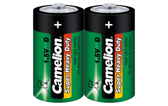 Mono-Batterie CAMELION Super Heavy Duty, 1,5 V, Typ D/R20, 2er Pack 