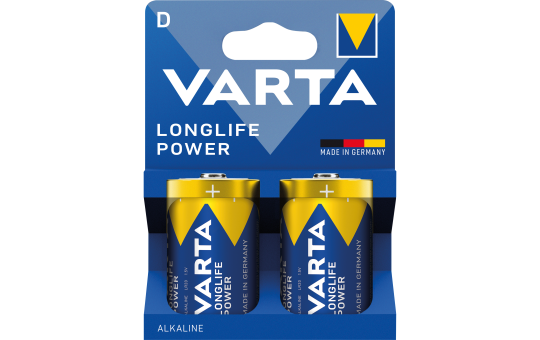 Mono-Batterie VARTA "Longlife Power", Alkaline, 1,5 V, Typ D, LR20, 2er-Blister 