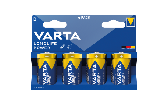 Mono-Batterie VARTA "Longlife Power", Alkaline, Typ D, LR20, 1,5V, 4er-Pack 