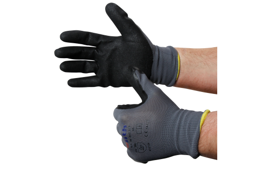 Montage-Feinstrickhandschuhe, Größe 11/XXL, grau, 13G-Trägermaterial, Nitril 