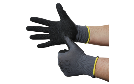 Montage-Feinstrickhandschuhe, Größe 11/XXL, grau, 13G-Trägermaterial, Latex 