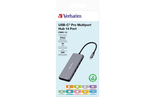 Multiport-Hub Verbatim, CMH-14, 2x USB 2.0-A, 4x USB 3.2-A, 2x USB 3.2-C 