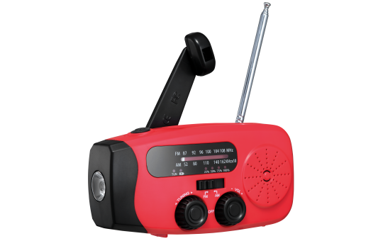 Notfall-Solarradio "NFS-2005" Kurbel, Akku, USB, Taschenlampe, Powerbank 
