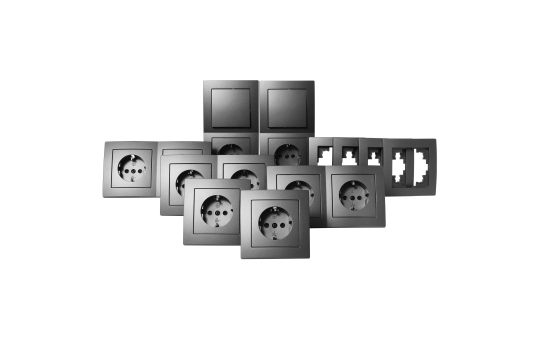 Schalter und Steckdosen Set McPower Flair "Standard Plus" 21-teilig, anthrazit 