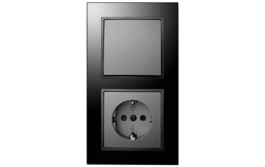 Schalter und Steckdosen Set McPower Flair "Tür 2-fach-Style Profi" Glasrahmen, Steckanschluss 